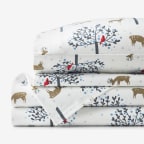 Grazing Deer Premium Ultra-Cozy Cotton Flannel Bed Sheet Set - White, Twin XL