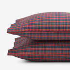 Classic Cool Cotton Percale Pillowcases - Christmas Plaid, Standard