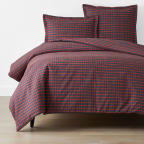 Classic Cool Cotton Percale Duvet Cover - Christmas Plaid, Full