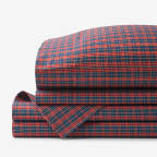 Classic Cool Cotton Percale Bed Sheet Set - Christmas Plaid, Twin
