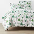 Classic Cool Cotton Percale Duvet Cover - Holiday Trees, Twin/Twin XL