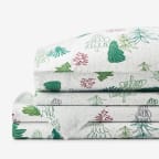 Classic Cool Cotton Percale Bed Sheet Set - Holiday Trees, Twin