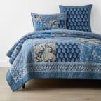 Sanganer Floral Patchwork Quilt - Blue, Twin