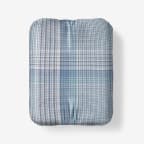 Mini Check Plaid Premium Ultra-Cozy Cotton Flannel Fitted Bed Sheet - Blue, Twin