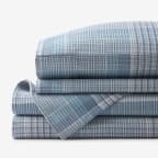 Mini Check Plaid Premium Ultra-Cozy Cotton Flannel Bed Sheet Set - Blue, Twin