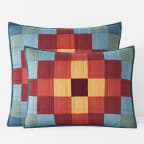 Block Patchwork Quilted Sham - Red-Teal, Standard
