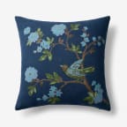 Bird Branch Linen Decorative Pillow Cover - Navy, 20 in. x 20 in.