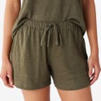 Linen Jersey Shorts - Olive, XS