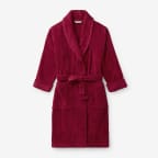 Turkish Cotton Womens Short Robe - Garnet, XS