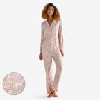 TENCEL™ Modal Jersey Knit Long-Sleeve Button-Down PJ Pants Set - Paisley, XS