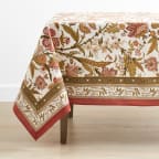 Autumn Garden Cotton Tablecloth - Orange Jacobean