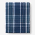 Lambswool Yarn-Dyed Plaid Blanket - Blue, Twin