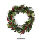 Pine and Holly Wreath with Candle Plate - Dark Gray, Medium