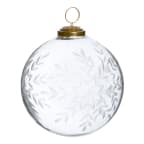Snowflake Engraved Glass Ball Ornaments, Set of 6 - Silver, Large