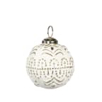 St. Lucia Embossed Glass Ball Ornaments, Set of 6 - White