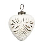 Cottage White Heart Shaped Ornaments, Set of 4 - White