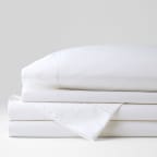 Classic Smooth Organic Cotton Sateen Bed Sheet Set - White, Twin