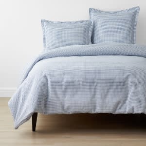 Company Organic Cotton™ Grayson Yarn-Dyed Percale Duvet Cover in Blue Windowpane