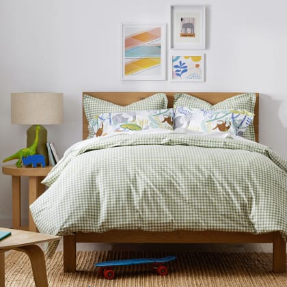 Company Kids™ Gingham Organic Cotton Percale Comforter Set  - Moss