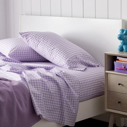 Company Kids™ Gingham Organic Cotton Percale Duvet Cover Set - Lilac