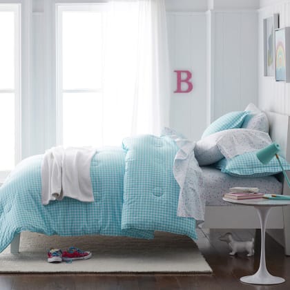 Company Kids™ Gingham Organic Cotton Percale Sheet Set - Turquoise