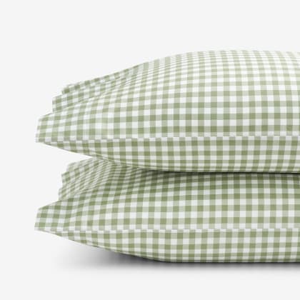 Company Kids™ Gingham Organic Cotton Percale Pillowcases  - Moss