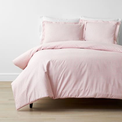Company Kids™ Gingham Organic Cotton Percale Duvet Cover Set - Petal Pink