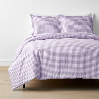 Company Kids™ Gingham Organic Cotton Percale Duvet Cover Set - Lilac