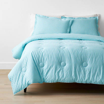 Company Kids™ Gingham Organic Cotton Percale Comforter Set - Turquoise