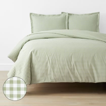 Company Kids™ Gingham Organic Cotton Percale Duvet Cover Set  - Moss