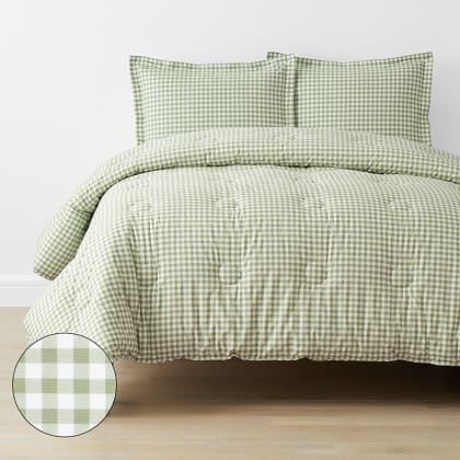 Company Kids™ Gingham Organic Cotton Percale Comforter Set  - Moss