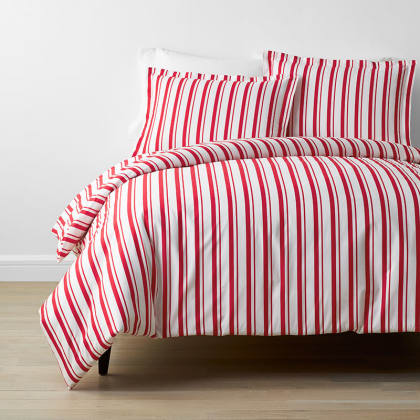 Company Kids™ Stripe Organic Cotton Percale Duvet Cover Set - Red