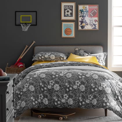 Company Kids™ Sports Balls Organic Cotton Percale Comforter Set  - Gray
