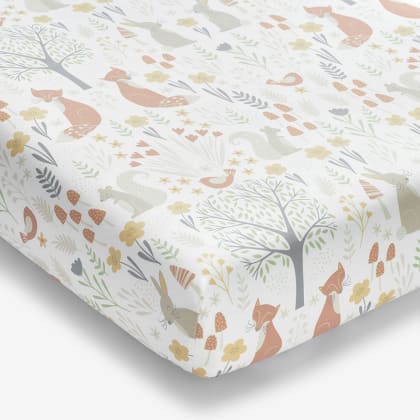 Company Kids™ Forest Animals Organic Cotton Percale Fitted Crib Sheet