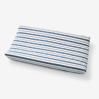 Company Kids™ Vertical Stripes Organic Cotton Percale Quilted Changing Pad Cover  - Blue