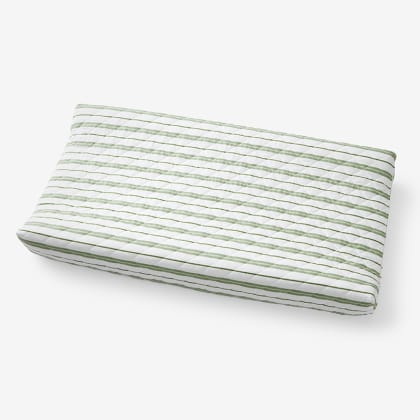 Company Kids™ Vertical Stripes Organic Cotton Percale Quilted Changing Pad Cover  - Moss