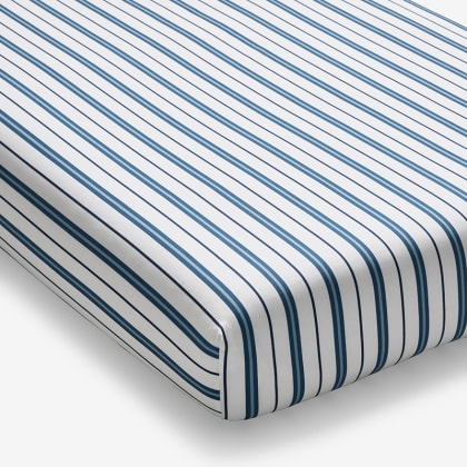 Company Kids™ Vertical Stripes Organic Cotton Percale Fitted Crib Sheet  - Blue