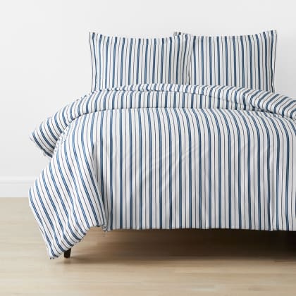 Company Kids™ Vertical Stripes Organic Cotton Percale Duvet Cover Set  - Blue