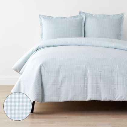 Company Kids™ Ditsy Gingham Organic Cotton Percale Duvet Cover Set - Blue