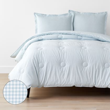 Company Kids™ Ditsy Gingham Organic Cotton Percale Comforter Set  - Blue