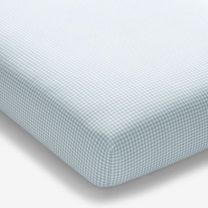Company Kids™ Ditsy Gingham Organic Cotton Percale Fitted Crib Sheet - Blue