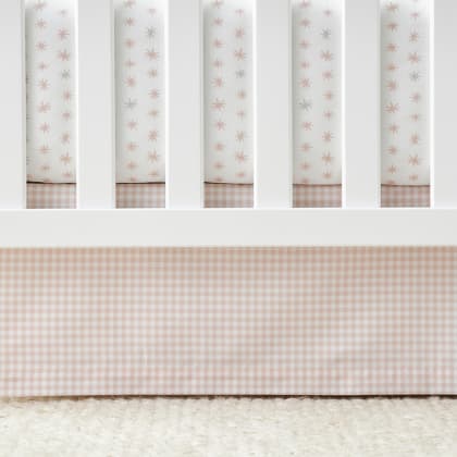 Company Kids™ Ditsy Gingham Organic Cotton Percale Tailored Crib Skirt - Pink