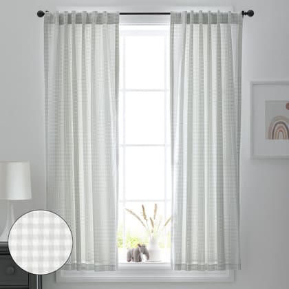 Company Kids™ Ditsy Gingham Organic Cotton Percale Window Curtain - Gray