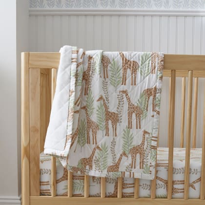 Company Kids™ Giraffe Play Organic Cotton Percale Quilted Reversible Sherpa Stroller Blanket