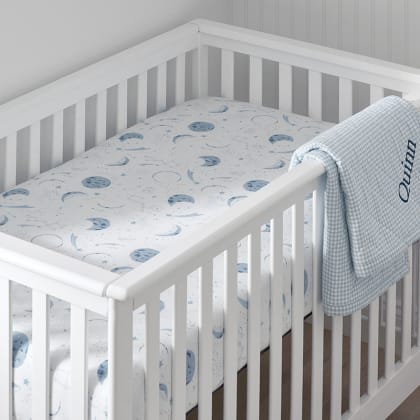 Company Kids™ Night Sky Organic Cotton Percale Fitted Crib Sheet - Blue