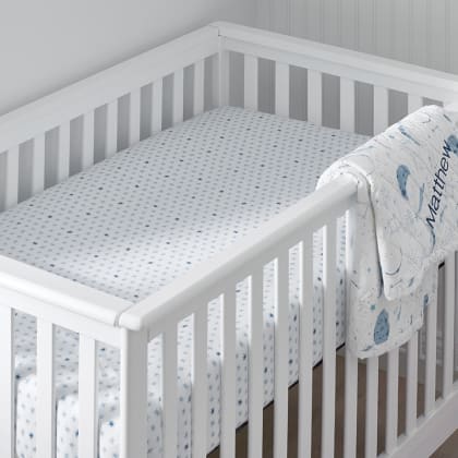 Company Kids™ Ditsy Star Organic Cotton Percale Fitted Crib Sheet - Blue