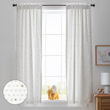 Company Kids™ Ditsy Star Organic Cotton Percale Window Curtain - Gray