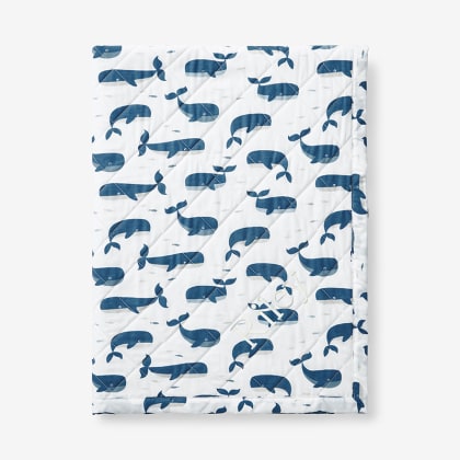 Company Kids™ Whale School Organic Cotton Percale Quilted Reversible Sherpa Stroller Blanket