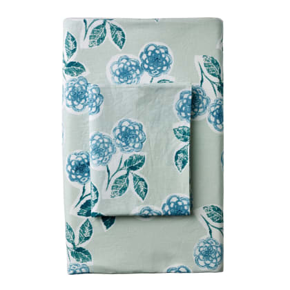 Ashby Floral Linen Cotton Flat Sheet