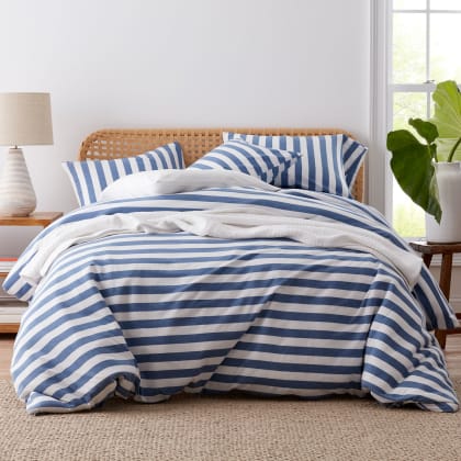 Awning Stripe Space-Dyed Cotton Jersey Duvet Cover